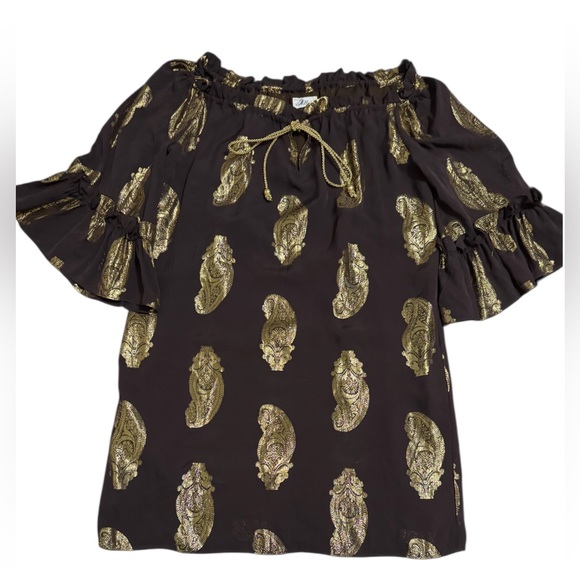 MILLY OF NEW YORK OFF THE SHOULDER TOP WITH PAISLEY PRINT NWOT - Picture 2 of 6